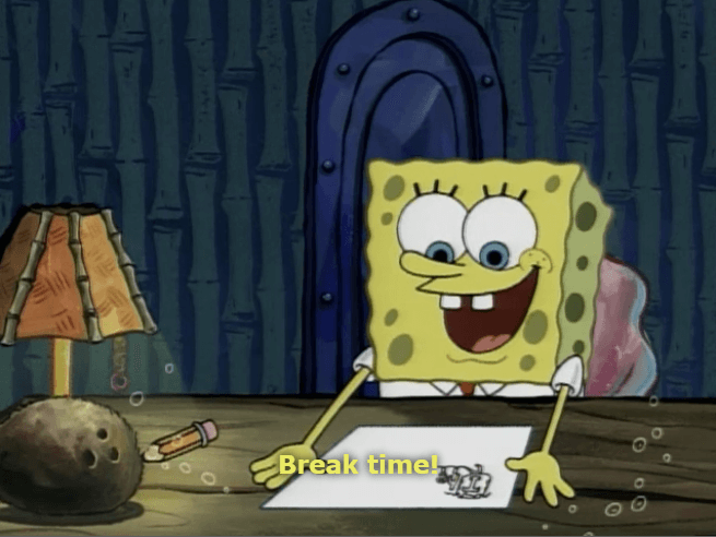spongebob writing an essay meme snitch