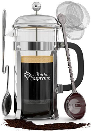 French Press Coffee & Tea Maker Complete Bundle 8-Cups, 34 Oz Best Coffee Press Pot with ...