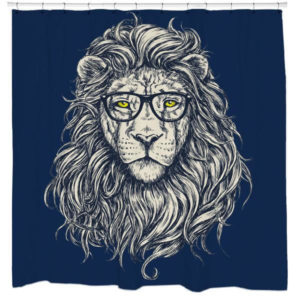 hipster lion shower curtain