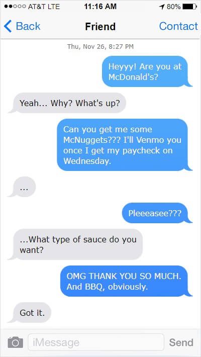 funny texts fast food