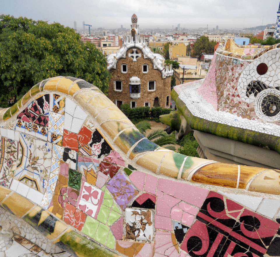 Mosaics at Park Guell in Barcelona, Spain