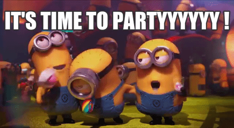 minions partying gif
