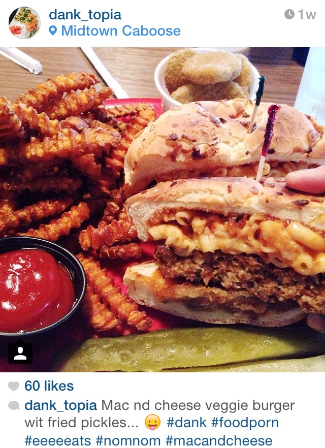 Midtown Caboose's Mac Daddy burger is delicious.