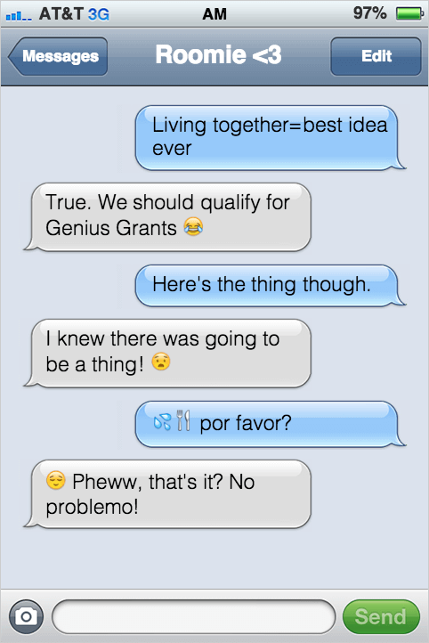 roomie cleaning text