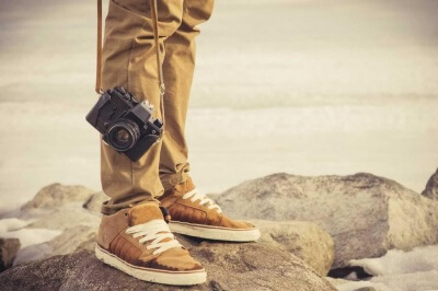 man-and-vintage-photo-camera