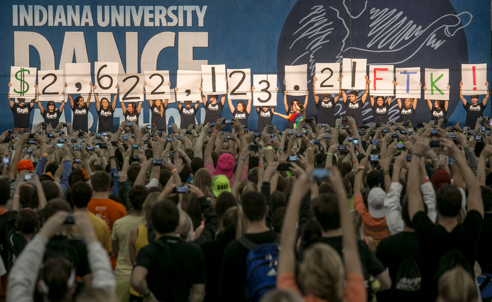 IUDM volunteers cheering after raising over $2 million.
