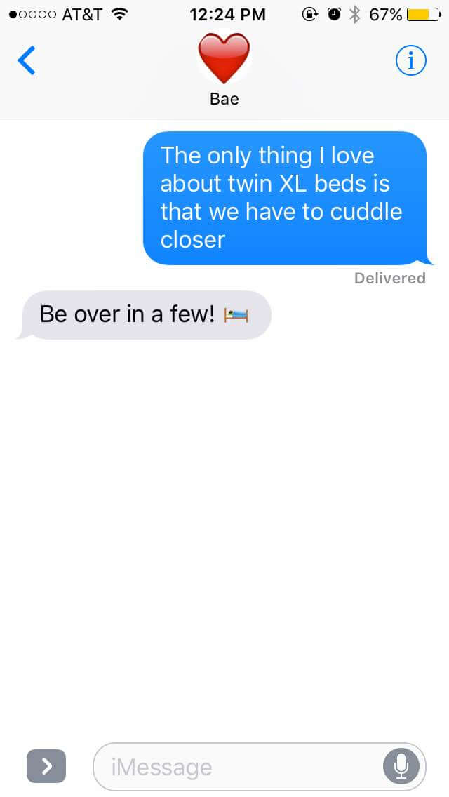 cuddle buddies text bae