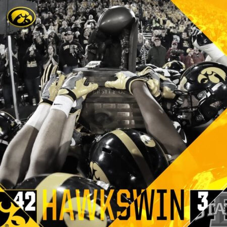 Iowa Hawkeyes win football trophy