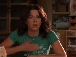 Lorelai Gilmore shocked at the dinner table.