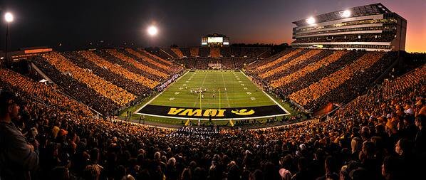 A crowded Iowa Hawkeyes football stadium