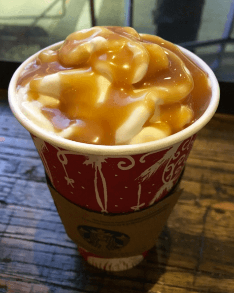 I crave a caramel apple spice around Christmastime at Starbucks.