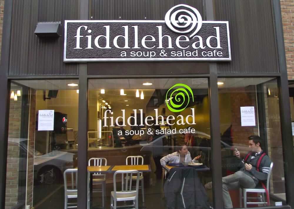 The outside sign of fiddlehead restaurant in state college