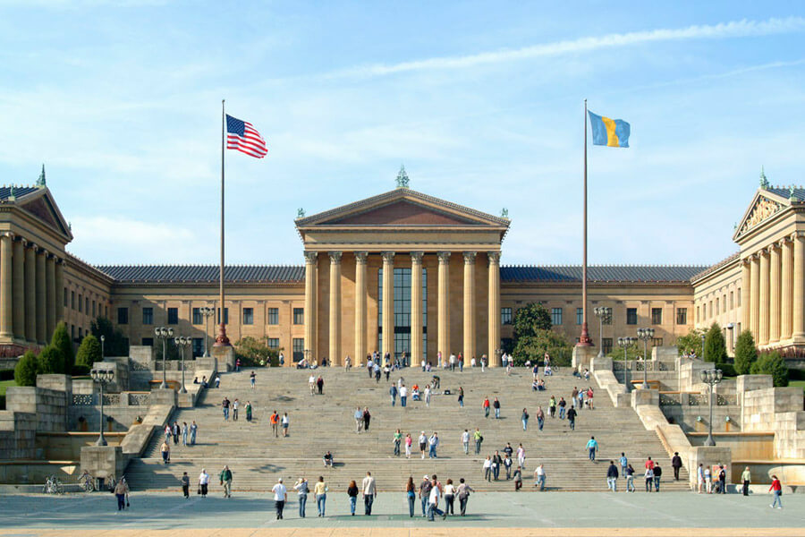 the famous steps of the Philadelphia museum of art 