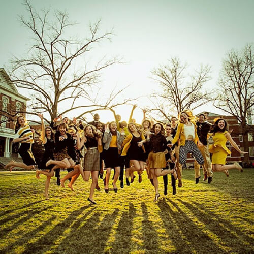 Mizzou students jumping for joy.