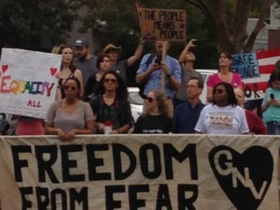 Freedom from Fear march in Gainesville, Florida protests President-elect Trump.