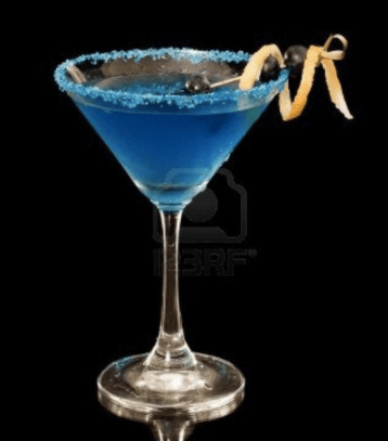 Look at the delicious and blue vodka drink for a Hanukkah party.