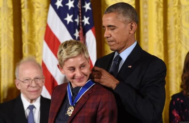 Obama honors an emotional Ellen Degeneres with a 2016 Presidential Medal of Freedom.