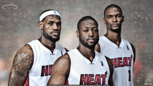 Chris bosh, Lebron James and Dwayne Wade play for the miami heat as the big three