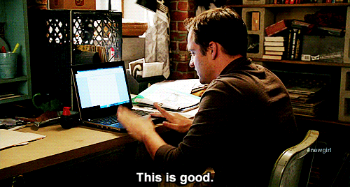 New Girl Gif writing for College Magazine's online writing courses 