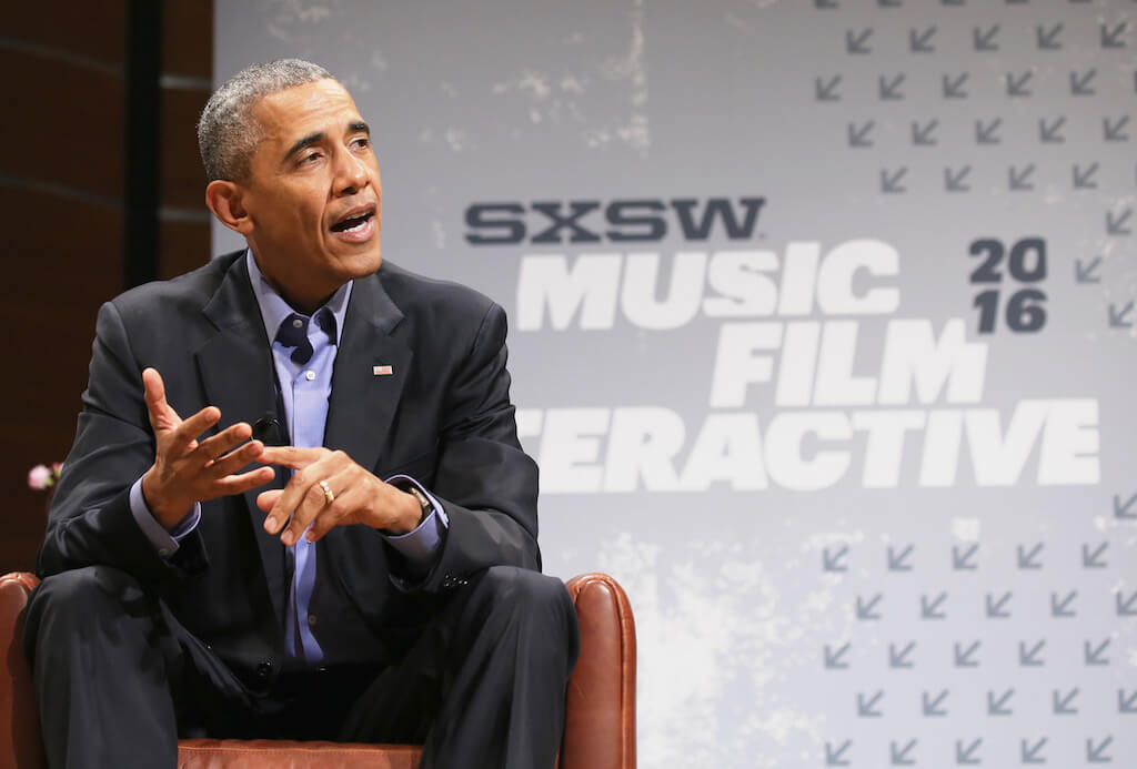 President of the United States Barack Obama speaks during the 2016 SXSW Music, Film + Interactive Festival at Long Center on March 11, 2016 in Austin, Texas. 