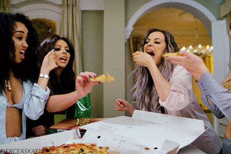 Eat pizza with your girls to celebrate v-day.