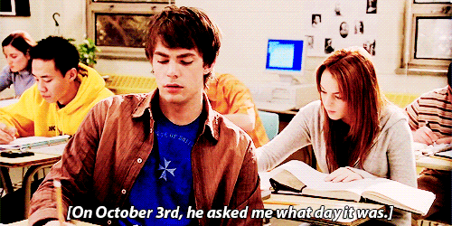 Katy from Mean Girls thinks, "On October 3, he asked me what day it was."