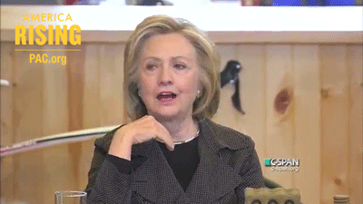 Hillary Clinton looks surprised.