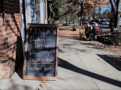 Franklin street restaurant outside sign made with chalk