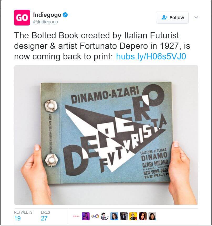 blue gray white book indiegogo twitter