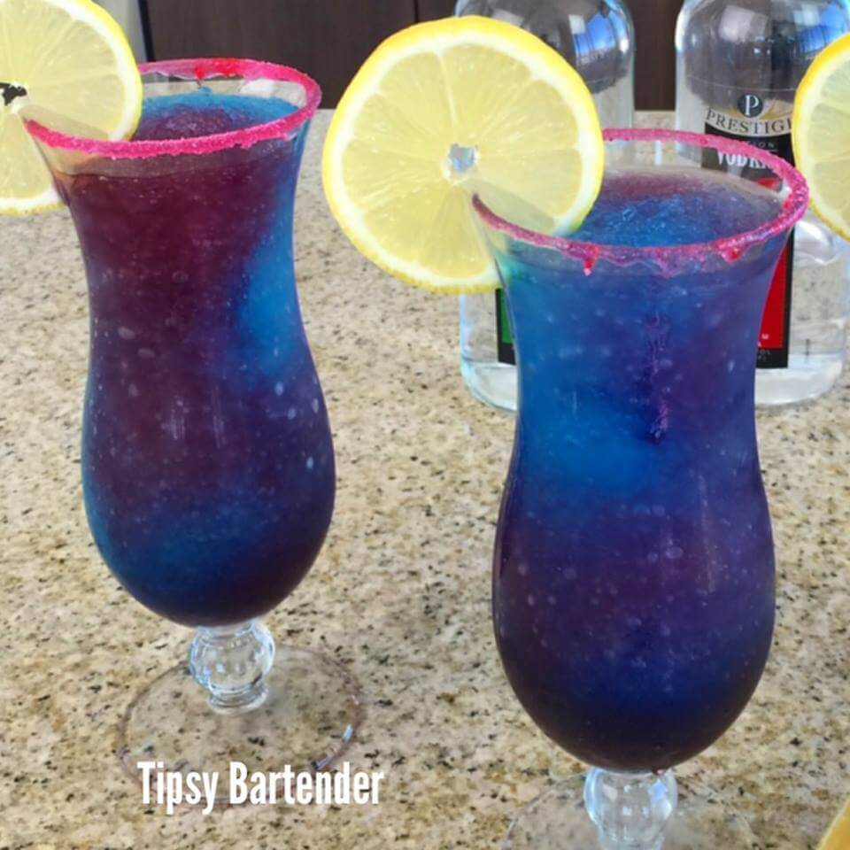 blue galaxy cocktail for Galentine's Day