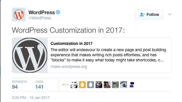 follow wordpress on twitter when building your first website