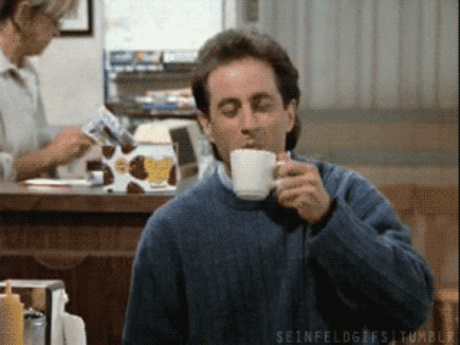 Jerry Seinfeld sipping tea