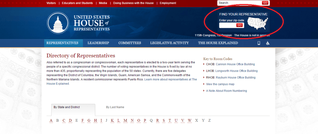 You can find your local government representative by entering in your zip code.