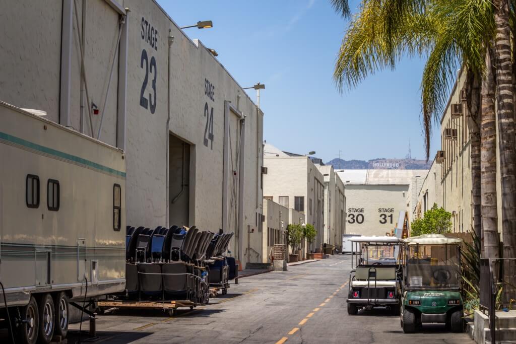 the backlot of a set