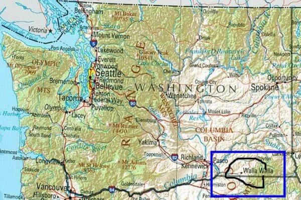 Walla Walla is barely on the Washington map.