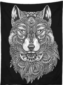 tribal wolf tapestry