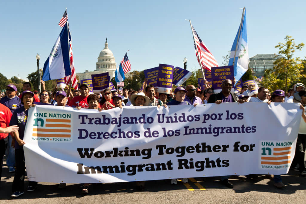 A united protest with D.C. in the background