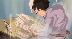 papers flying anime style