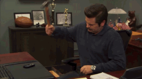 Ron Smashing a Phone parks and rec