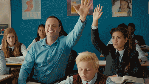 raising hand gif first day of college