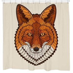 geometric fox shower curtain