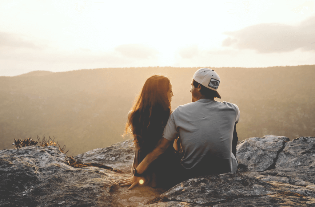 Couple watching sunset