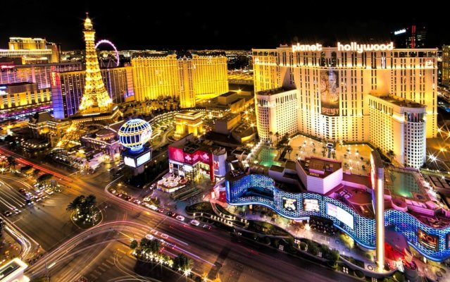 The Las Vegas strip filled with discounted student tickets and shows. 