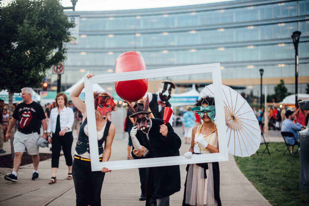 Des Moines Arts Festival Patrons with Masks events in des moines