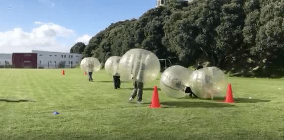 bubble soccer, friends