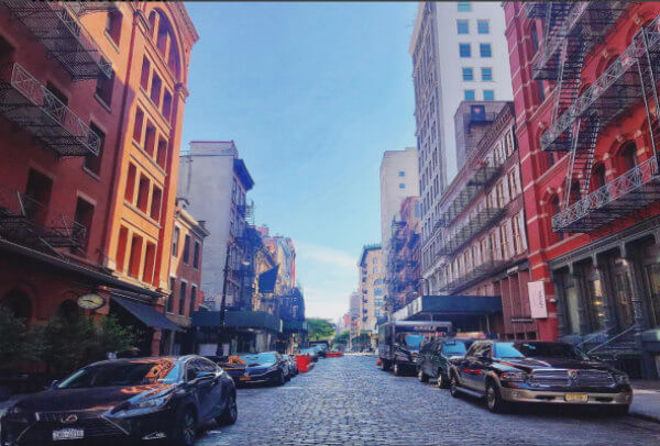 Picture of the cobblestone streets in SOHO.