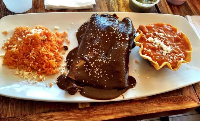 mole enchiladas at Los Agaves in Santa Barbara