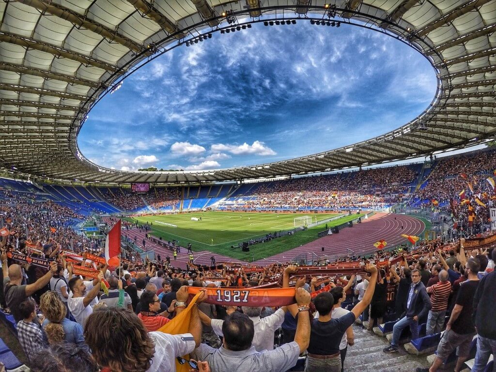 football stadium with screaming fans