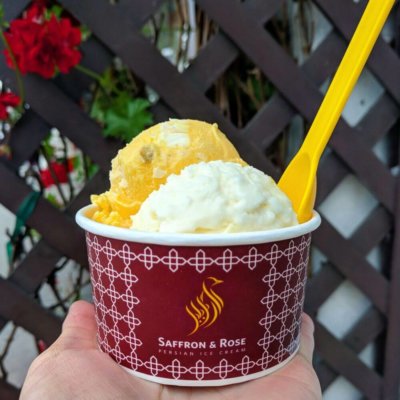 Ice cream cup from Saffron and Rose (UCLA Food)