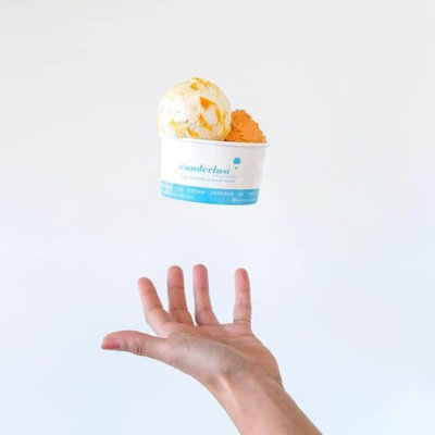 Double scoop of ice cream from Wanderlust Creamery (UCLA Food)